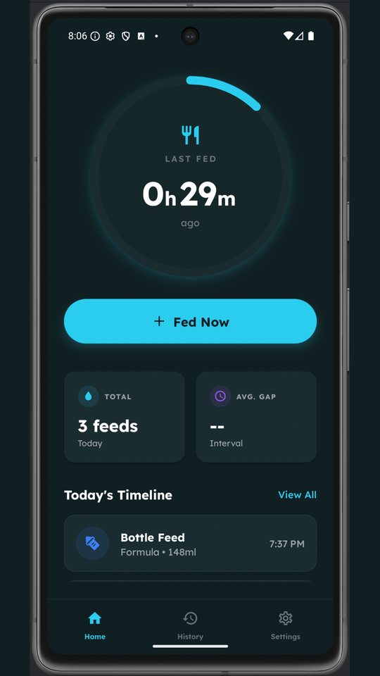 Baby Easy Fed dark mode